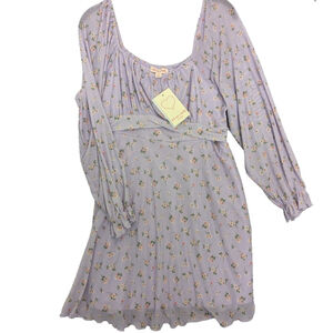 Allison + Kelly Dress Big Girls 16 Purple Floral Mesh Babydoll Spring Y2K 90's